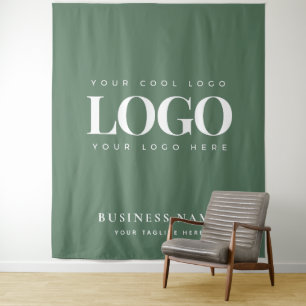 Moss Green Company Business Logo Event Backdrop Tapestry
