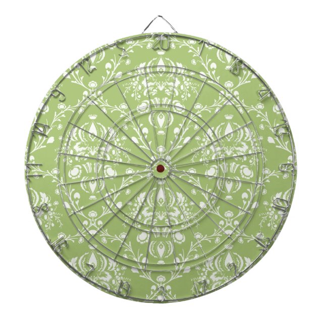 Moss Green Damask Dartboard (Front)