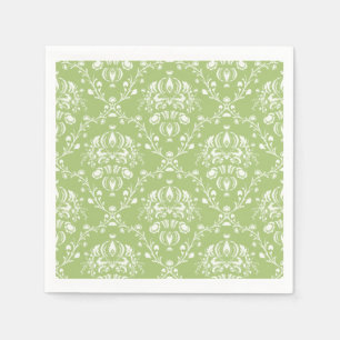 Moss Green Damask Napkin