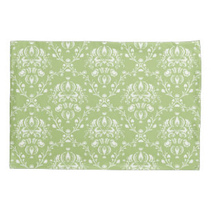 Moss Green Damask Pillowcase