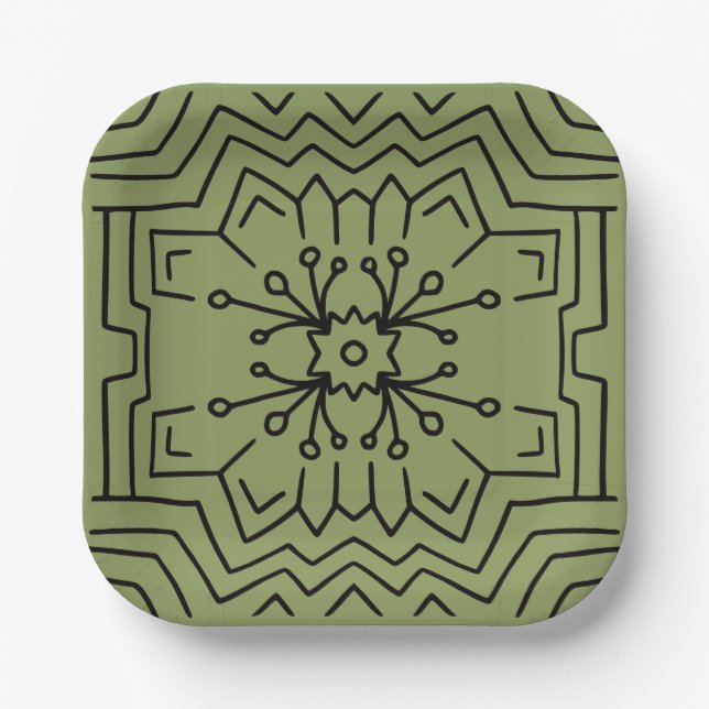 Moss green deco paper plate (Front)