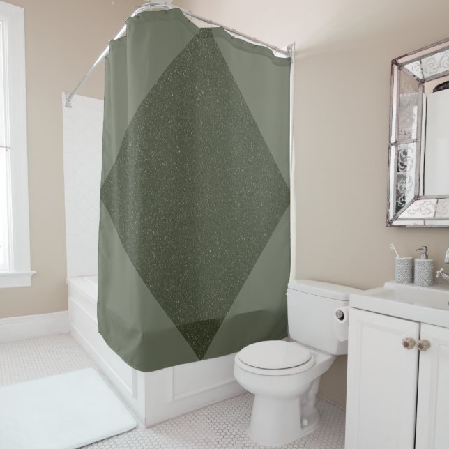 Moss Green Diamond Accent Shower Curtain (In Situ)