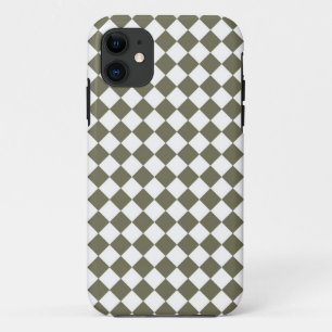 Moss Green Diamond Check pattern iPhone 11 Case