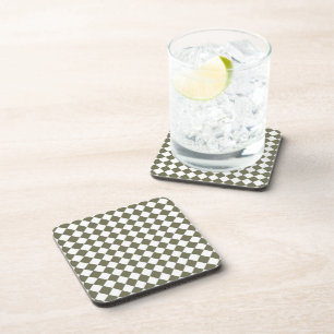 Moss Green Diamond Check pattern Coaster