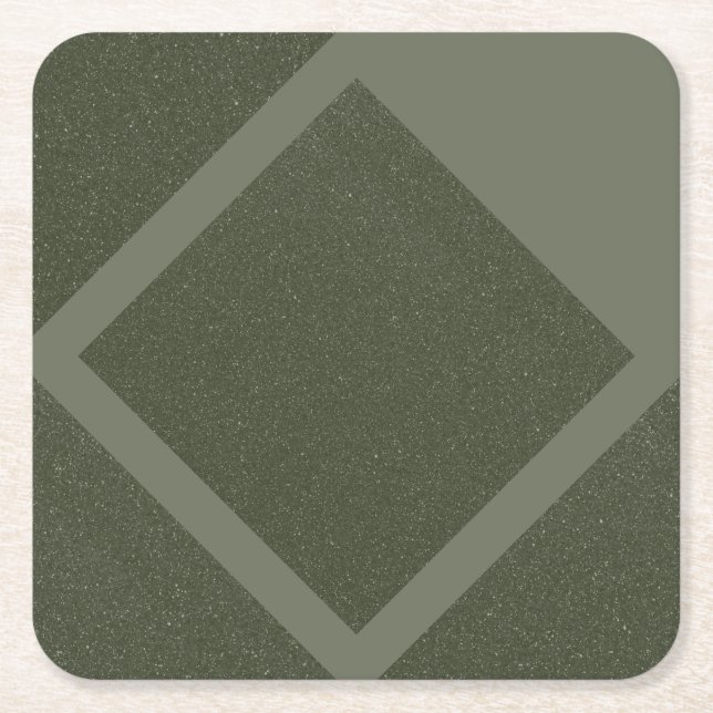 Moss Green Diamond Frame Paper Coaster (Front)