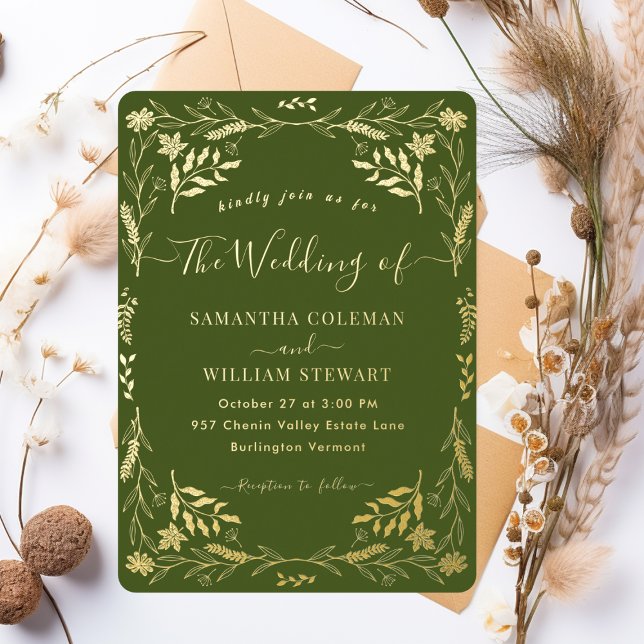 Moss Green Elegant Boho Modern Typography Wedding (Creator Uploaded)