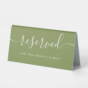Moss Green Elegant Modern Script Wedding Reserved