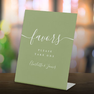 Moss Green Elegant Modern Wedding Favours Table Pedestal Sign