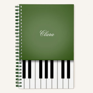 Moss Green Elegant Piano Keyboard Personalised Notebook