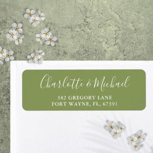 Moss Green Elegant Signature Script Return Address