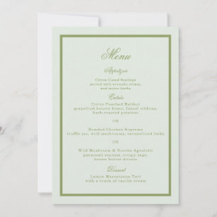 Moss Green Estate Wedding Menu Card