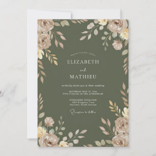 Moss Green Ethereal Autumnal Wedding Invitation