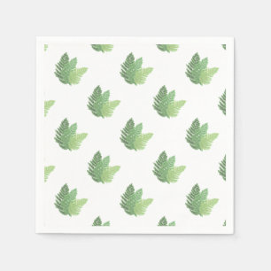 Moss Green Fern watercolor botanical Napkin