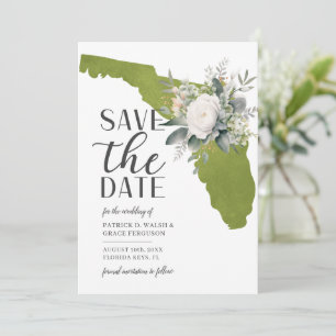 Moss Green Floral Florida Destination Wedding Save The Date