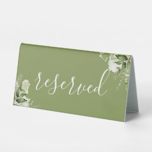 Moss Green Floral Greenery Elegant Script Reserved