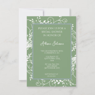Moss Green Flourish Bridal Shower Invitation