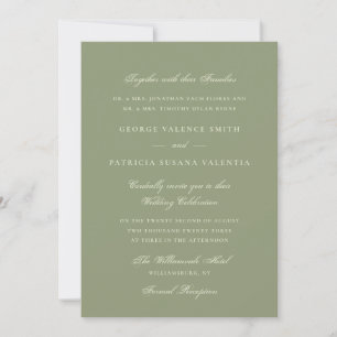 Moss Green Formal Calligraphy Elegant Wedding Invitation