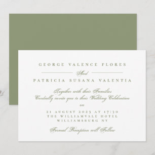 Moss Green Formal Calligraphy Wedding Invitation