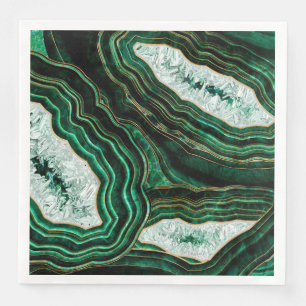Moss Green Geode and Crystals Digital Art Napkin