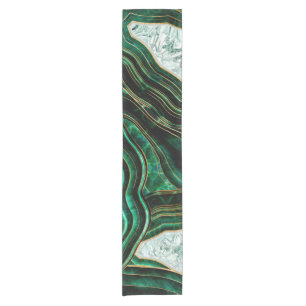 Moss Green Geode and Crystals Digital Art Short Table Runner