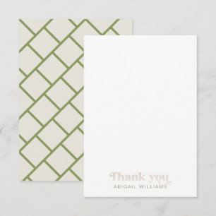 Moss Green Geometric Baby Shower Blank Thank You  Card