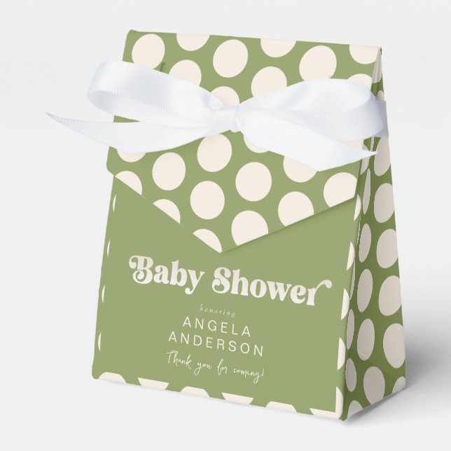 Moss Green Geometric Baby Shower Thank You Favour Box (Front Side)