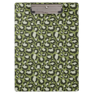 Moss Green Glamorous Leopard Spots Animal Print Clipboard