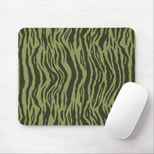 Moss Green Glamorous Tiger Stripes Animal Print Mouse Mat