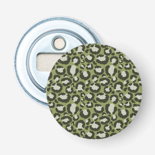 Moss Green Glamourous Leopard Spots Animal Print Bottle Opener