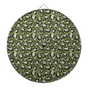Moss Green Glamourous Leopard Spots Animal Print Dartboard