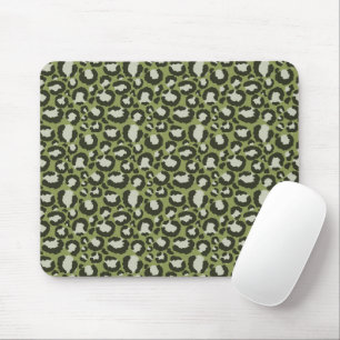 Moss Green Glamourous Leopard Spots Animal Print Mouse Mat