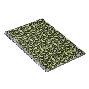 Moss Green Glamourous Leopard Spots Animal Print Notebook