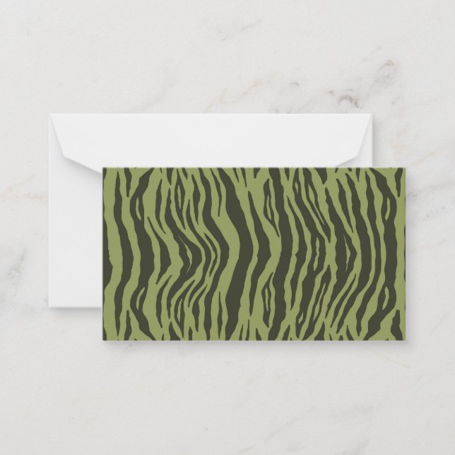 Moss Green Glamourous Tiger Stripes Animal Print Card (Front)