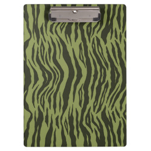 Moss Green Glamourous Tiger Stripes Animal Print Clipboard