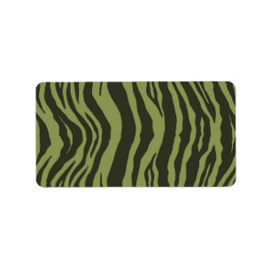 Moss Green Glamourous Tiger Stripes Animal Print Label