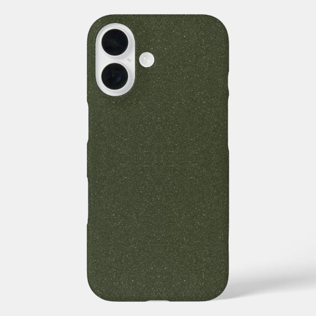 Moss Green Glitter iPhone 16 Case – Customisable (Back)