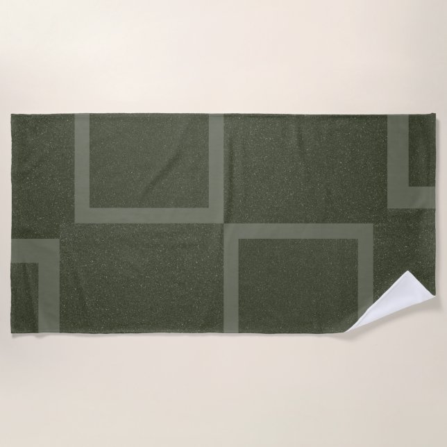 Moss Green Grid Block Custom Beach Towel (Front)