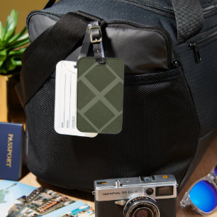 Moss Green Grid Travel Tag