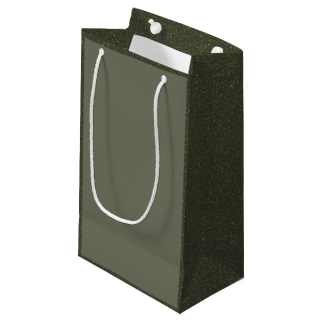 Moss Green Luxe Gift Bag with Textured Sides (Front Angled)
