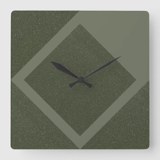 Moss Green Minimal Diamond Wall Clock (Front)