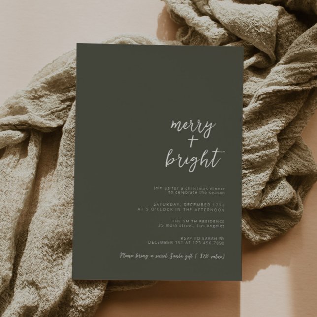 Moss Green Minimalist Modern Christmas Party Invitation (Creator Uploaded)