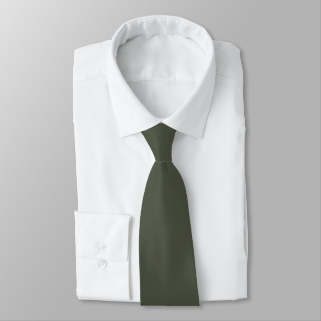 Moss Green Mist Mid Century Solid Colour  Tie (Tied)