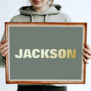 MOSS GREEN Modern Bold EDITABLE TEXT GOLD Foil Prints