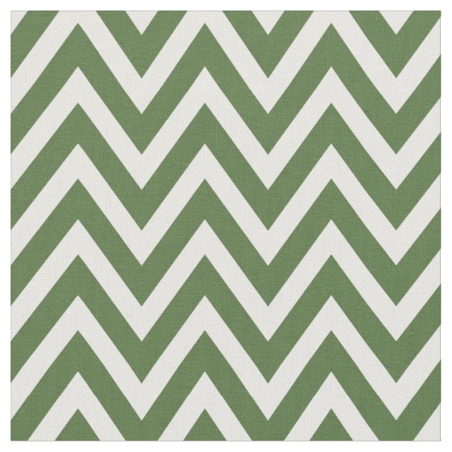 Moss Green Modern Chevron Stripes Fabric (Close Up)