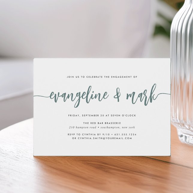 Moss Green | Modern Signature Engagement Party Invitation (Creator Uploaded)