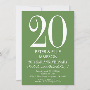 Moss Green Modern Simple Anniversary Invitations