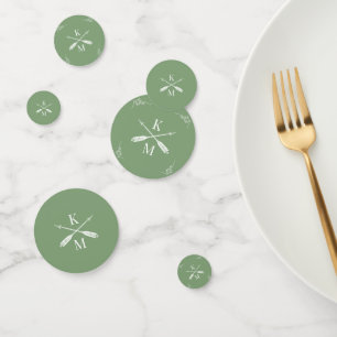 Moss Green Monogram and Arrows Wedding Confetti