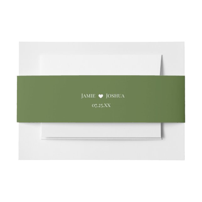 Moss Green Monogram  Invitation Belly Band (Front Example)