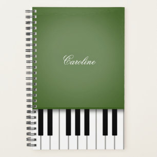 Moss Green Piano Keyboard Personalised Music Planner