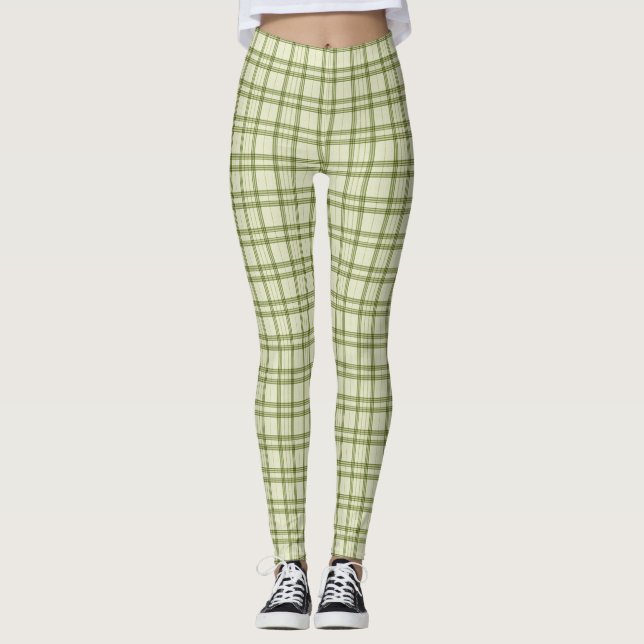 Moss Green Plaid Leggings (Front)